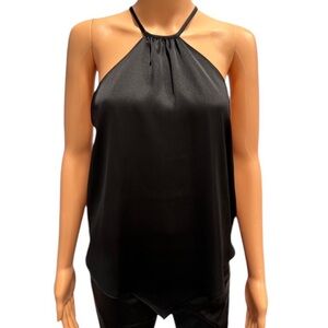 NWOT RACHEL ZOE Halter Satin Effect Sexy Hot Flirty Fun Party Black NWT Large